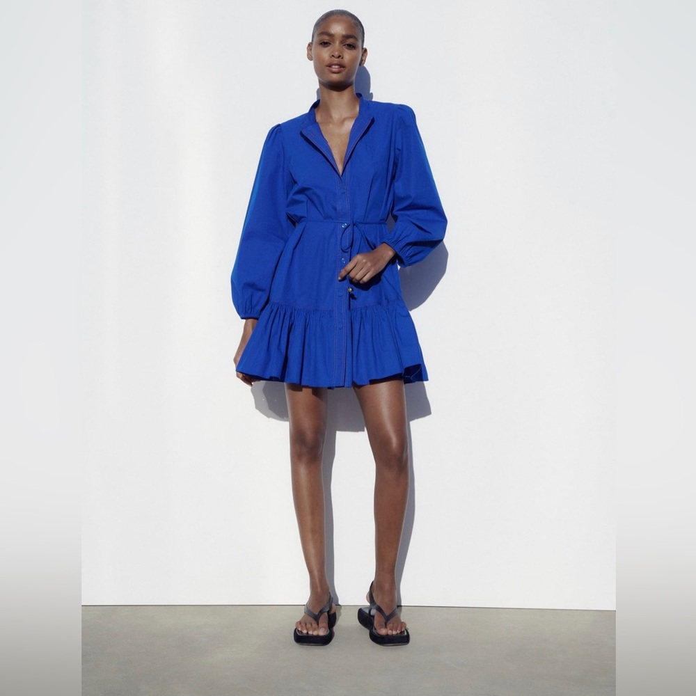 NEW- Zara Ruffled Shirt Dress XXL.